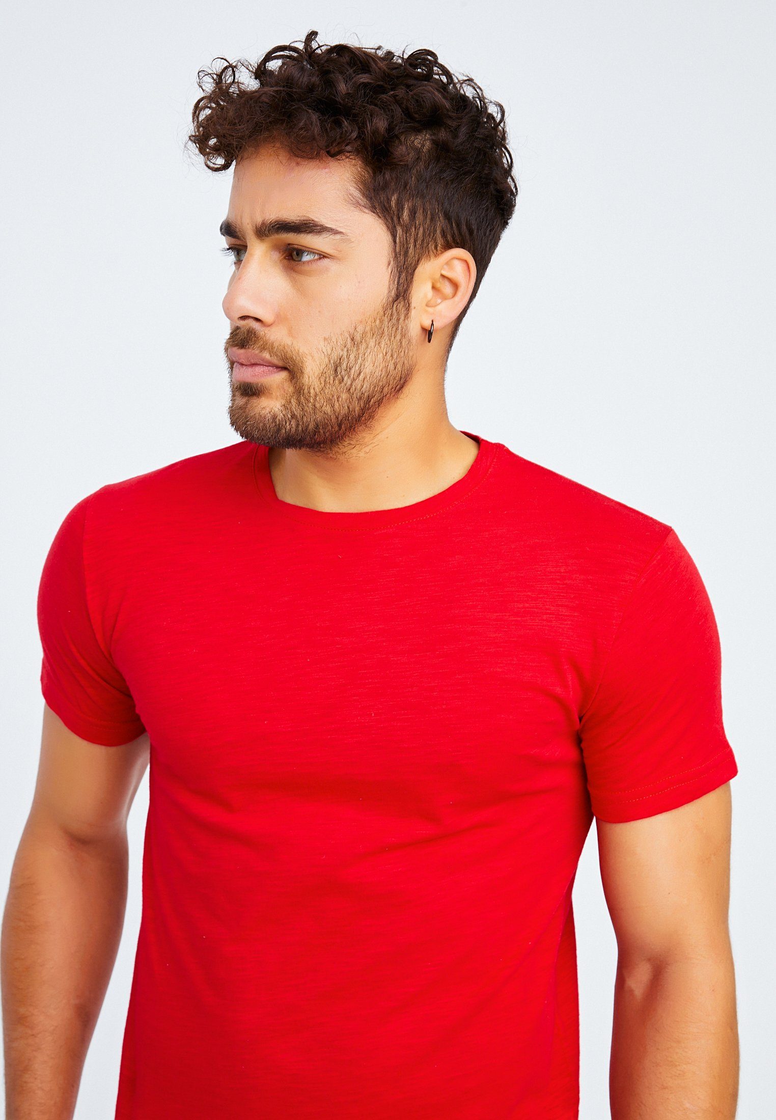 T-Shirt Herren Nelson T-Shirt Leif Rundhals LN-8331 rot