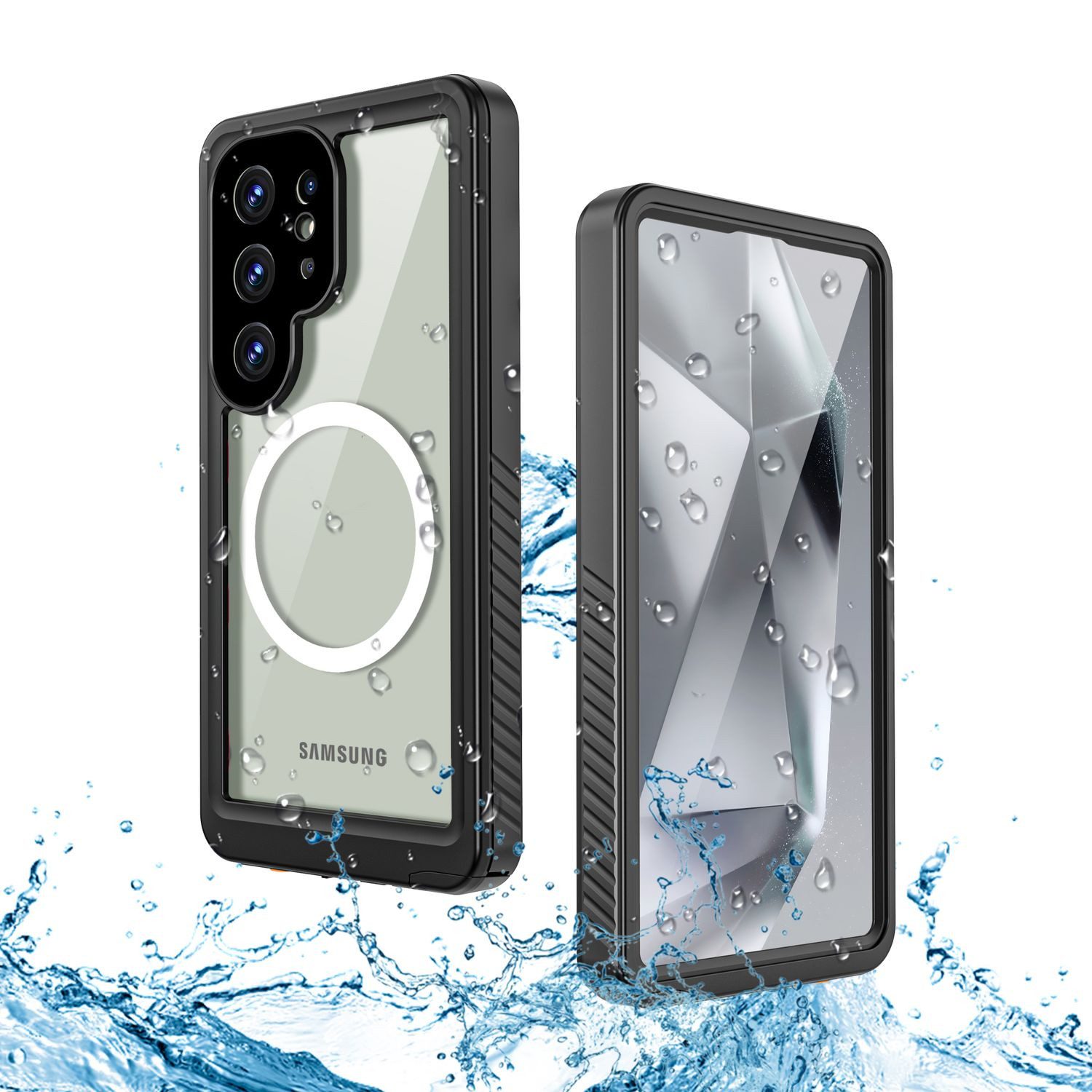 Wigento Handyhülle Für Samsung Galaxy S25 Ultra MagSafe Full Wasserdichte Schutz Tasche, IP68 Wasserdichte MagSafe Schutzhülle