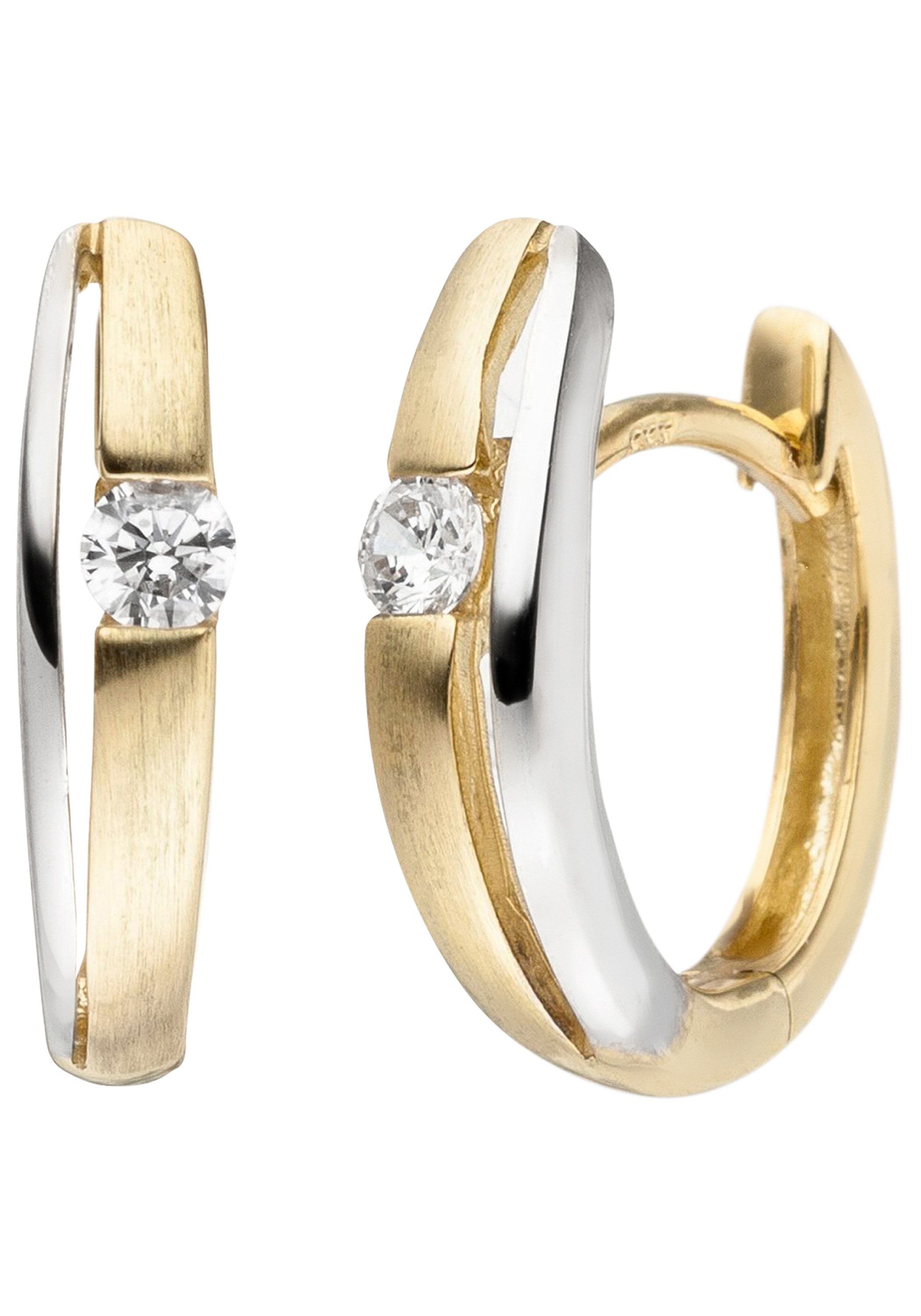 JOBO Paar Серьги-кольца Серьги in Bicolor-Optik mit Zirkonia, 333 Gold