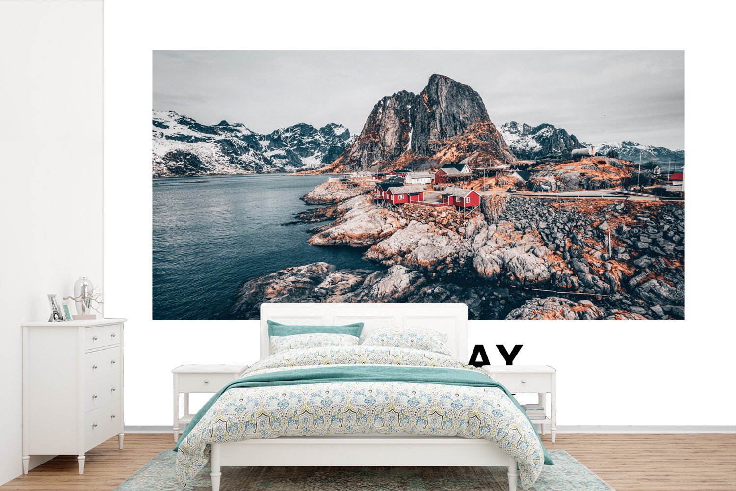 MuchoWow Fototapete Norwegen - Gletscher - See, Matt, bedruckt, (6 St), Wallpaper für Wohnzimmer, Schlafzimmer, Kinderzimmer, Vinyl Tapete