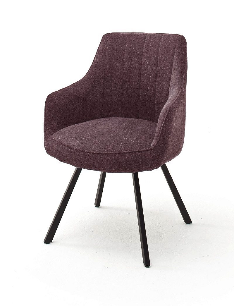 MCA furniture Esszimmerstuhl 2er Set 4-Fuß Stuhl Sassello mit Armlehnen, merlot (2er-Set)