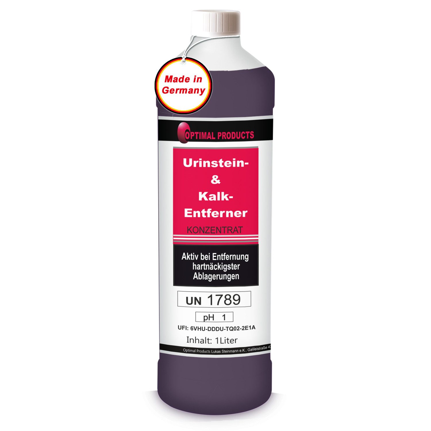 Optimal Products die bessere Lösung Urinsteinentferner Urinsteinlöser (1 Liter Flasche Löst starken Urinstein und Kalk)