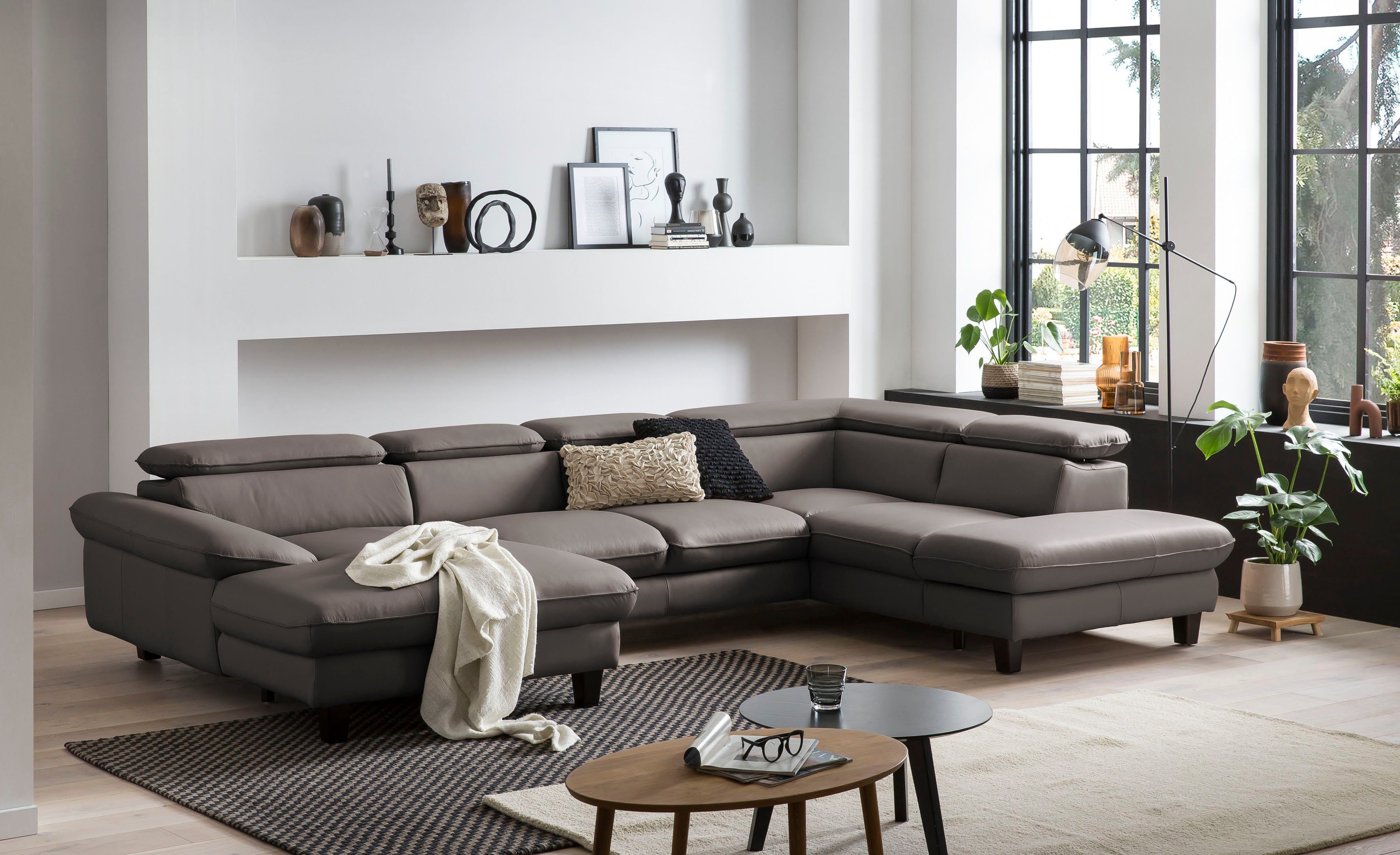 Home affaire Wohnlandschaft Pilot U-Form, mit Kopfteilverstellung, wahlweise mit Schlaffunktion & Bettkasten