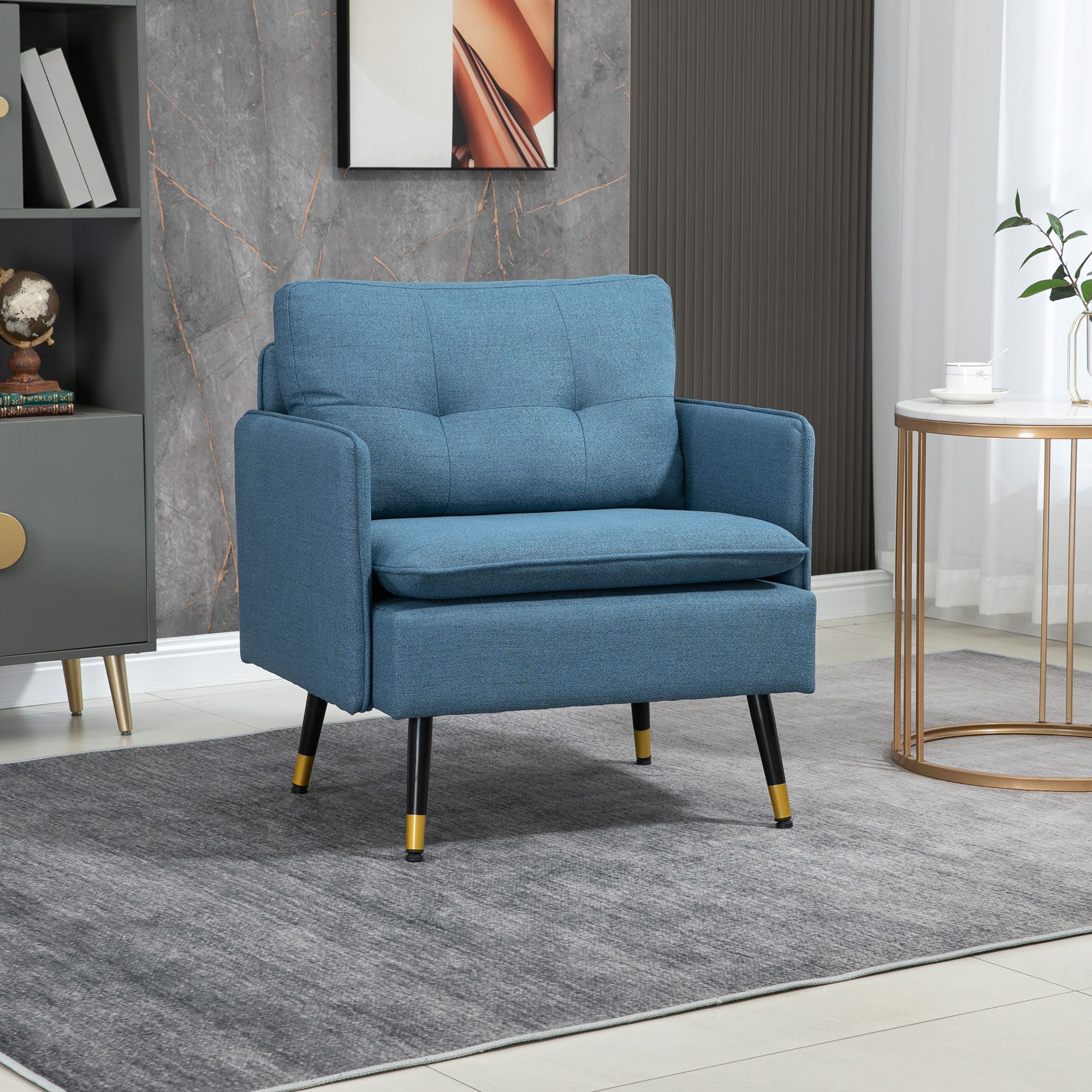 HOMCOM Sofa mit Kissen, Leinenoptik, Stahlbeine, günstig online kaufen