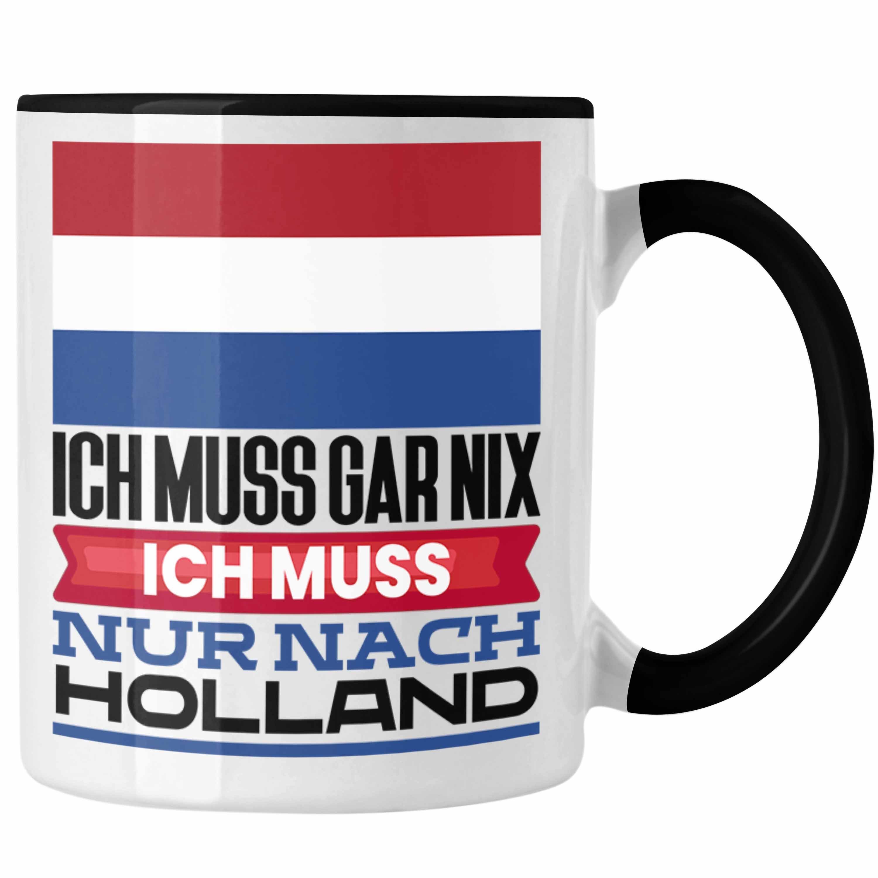 Trendation Tasse Holland Tasse Geschenk für Holländer Geburtstag Urlaub Geschenkidee Ic Schwarz