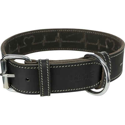 TRIXIE Hunde-Halsband Rustic Fettleder kehlkopfschonendes Anleinen, Leder