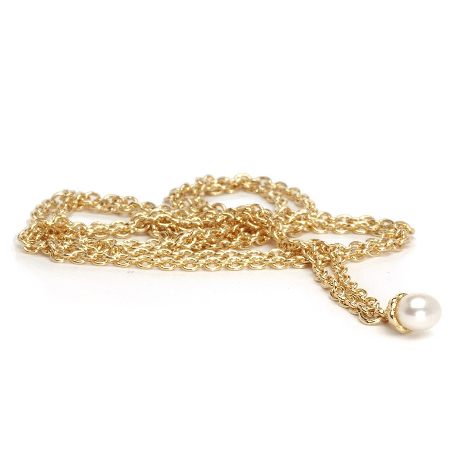 Halskette Gold, Perle, Fantasy Trollbeads Kette mit mit Anhänger TAUFA-00001