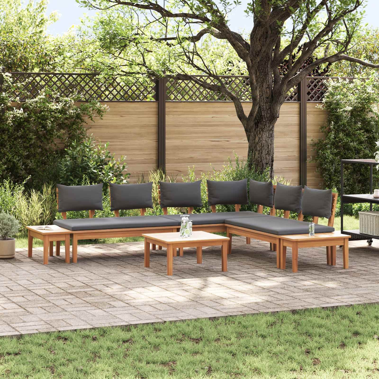 vidaXL Gartenlounge-Set Gartensofa-set 3 Stk. Braun und Grau, (3-tlg)