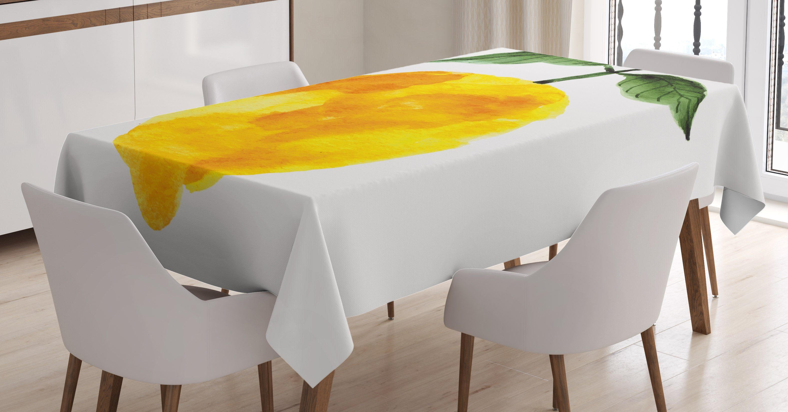 Abakuhaus Tischdecke Farbfest Waschbar Für den Außen Bereich geeignet Klare Farben, Gelb Aquarell Zitrone