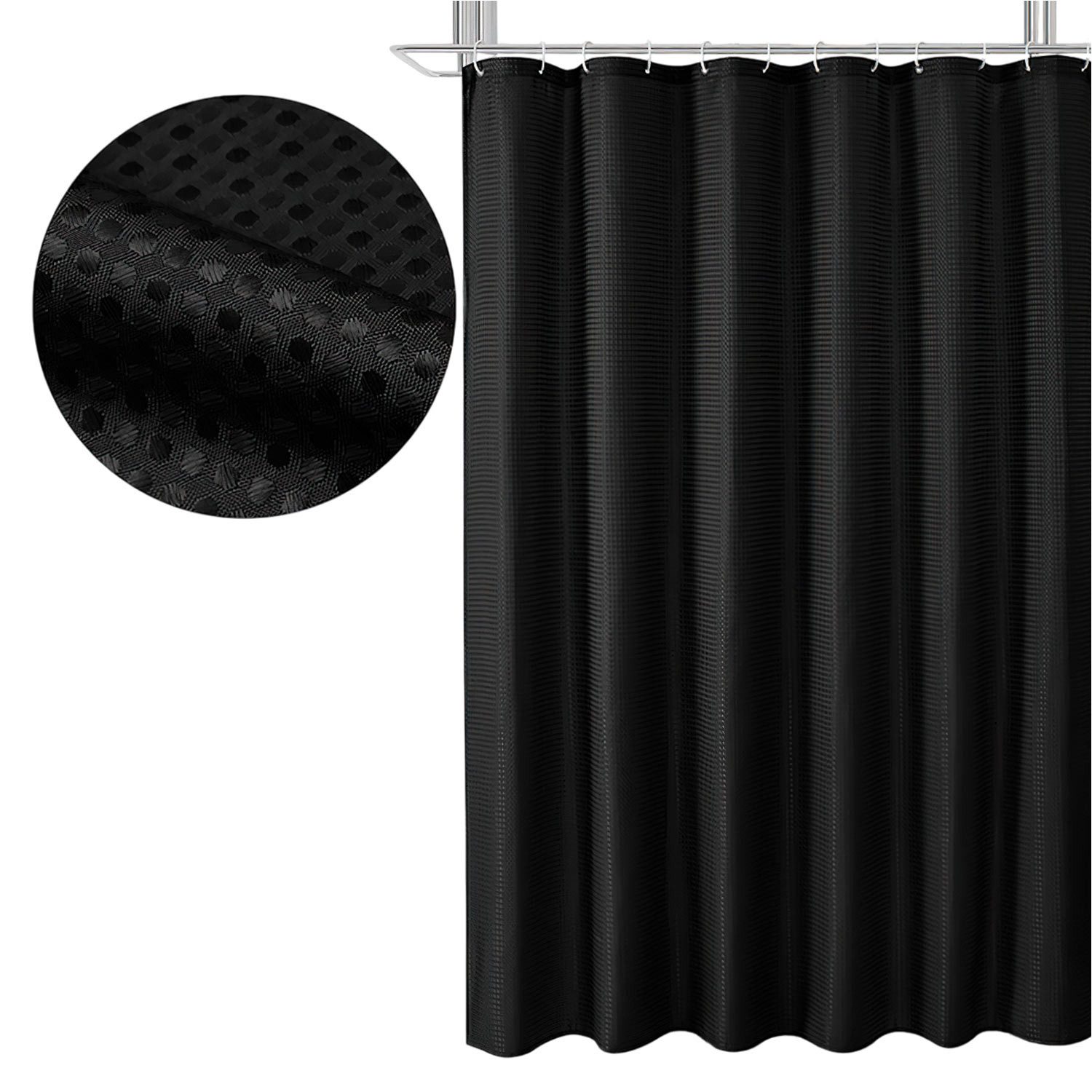 Refttenw Duschvorhang Waffel Duschvorhang,Wasserdicht,Schimmelschutz,mit Duschvorhangringe Breite 150 cm