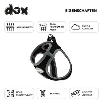 DDOXX Hunde-Geschirr Air Mesh Step-In Brustgeschirr für Hunde, Katzen, Welpen, Mesh, Schwarz Brustumfang: 33-38 Cm