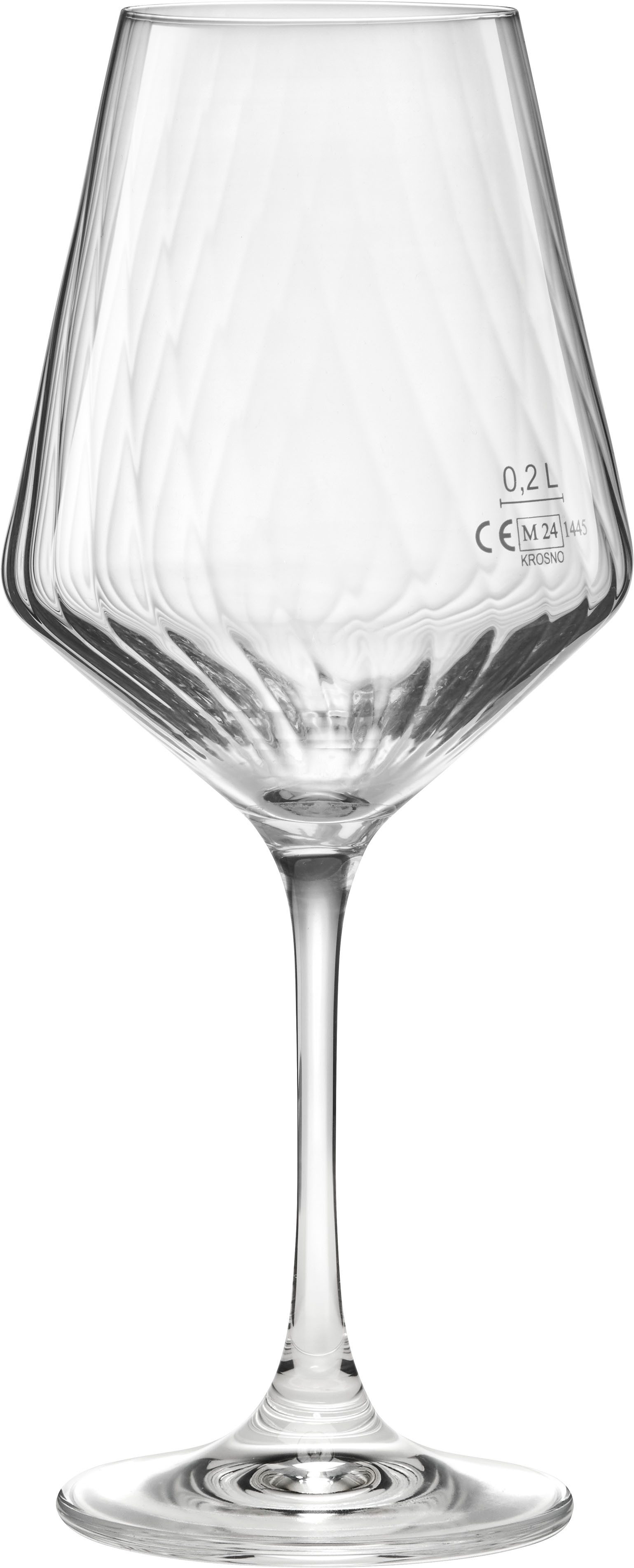 van Well Weinglas Eva, Weingläser 55 cl geeicht, 6 Stück, 6-tlg., Kristallglas, Relief-Optik, spülmaschinengeeignet