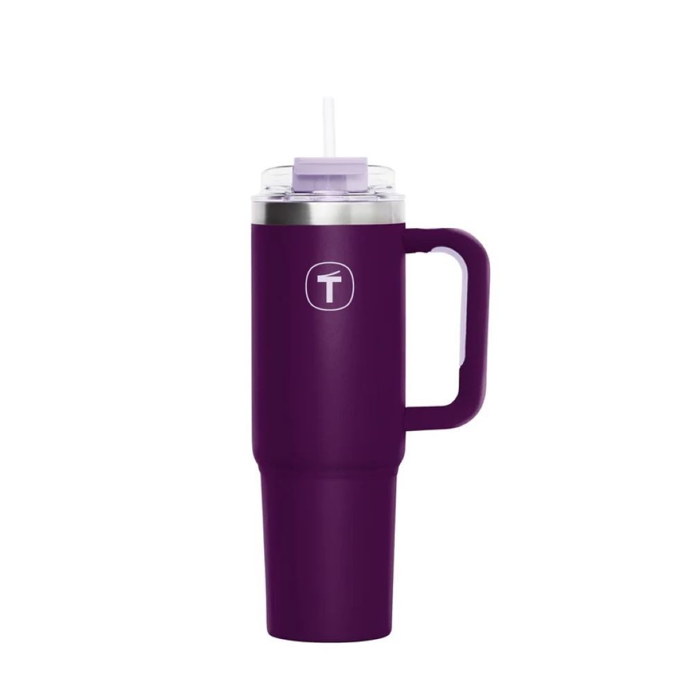 TUPPERWARE Thermobecher Tupperware® Big T Tumbler 1,1l Brombeere inkl. Trohhalmbürste
