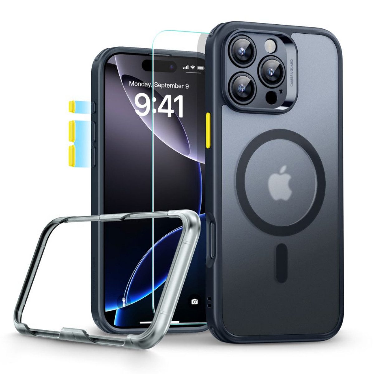 ESR Handyhülle Classic Pro Set mit Magnetfunktion Kompatibel mit iPhone 16 Pro 6,3, Integrierte Magnetfunktion für stabiles Laden und sicheren Halt