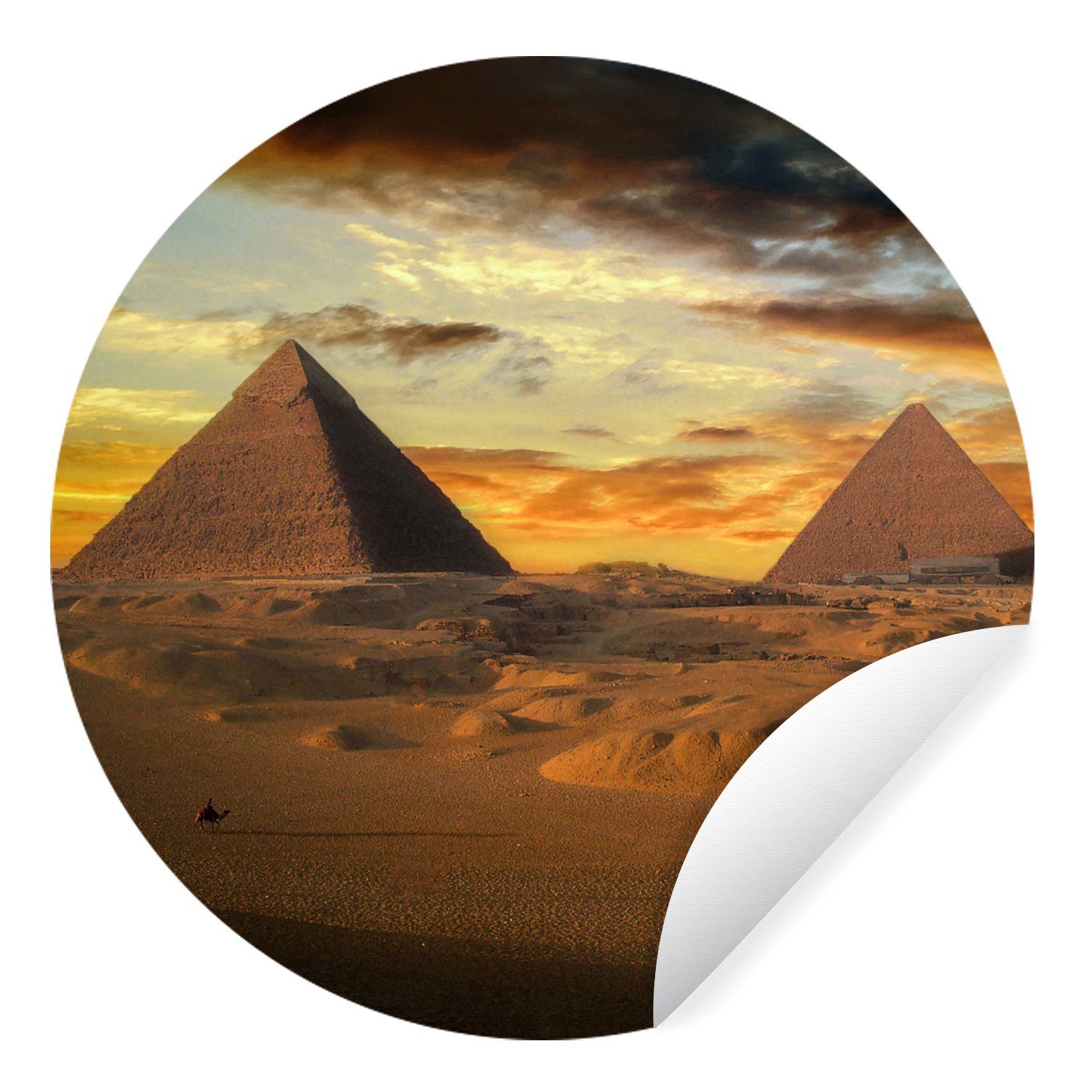 MuchoWow Wandsticker Die Pyramiden von Kairo - Ägypten (1 St), Tapetenkreis für Kinderzimmer, Tapetenaufkleber, Rund, Wohnzimmer