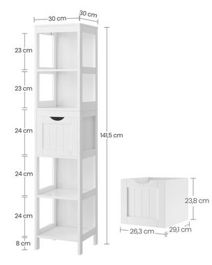 VASAGLE Badmöbel-Set, 2 Badezimmerschränke, 1 Waschbeckenunterschrank, 1 Spiegelschrank