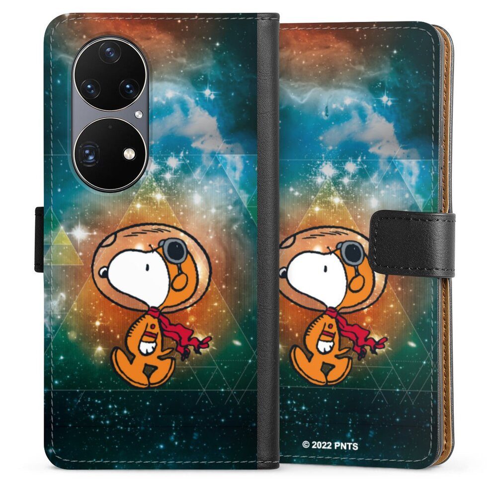 DeinDesign Handyhülle Snoopy Astronaut Offizielles Lizenzprodukt, Huawei P50 Pro Hülle Flip Case Klapphülle Handytasche Leder