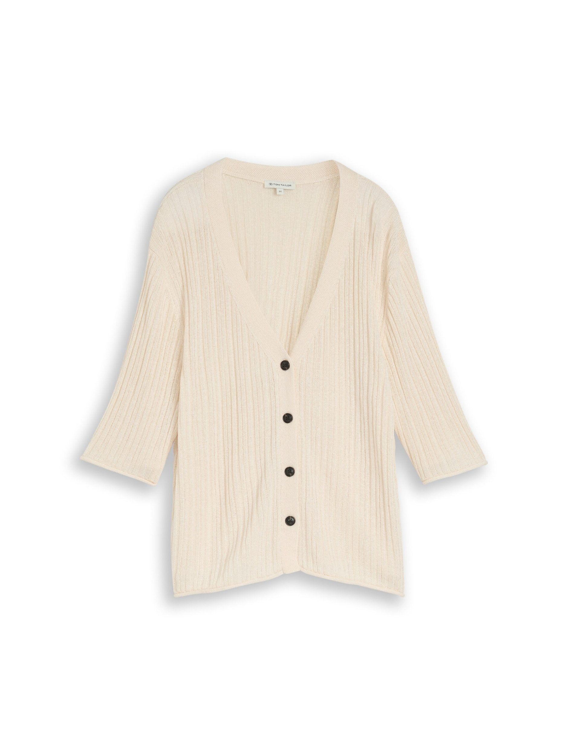 TOM TAILOR Sweatjacke knit rib shortsleeve cardigan
