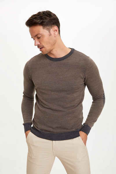 DeFacto Strickpullover Herren anthra melange Strickpullover SLIM FIT