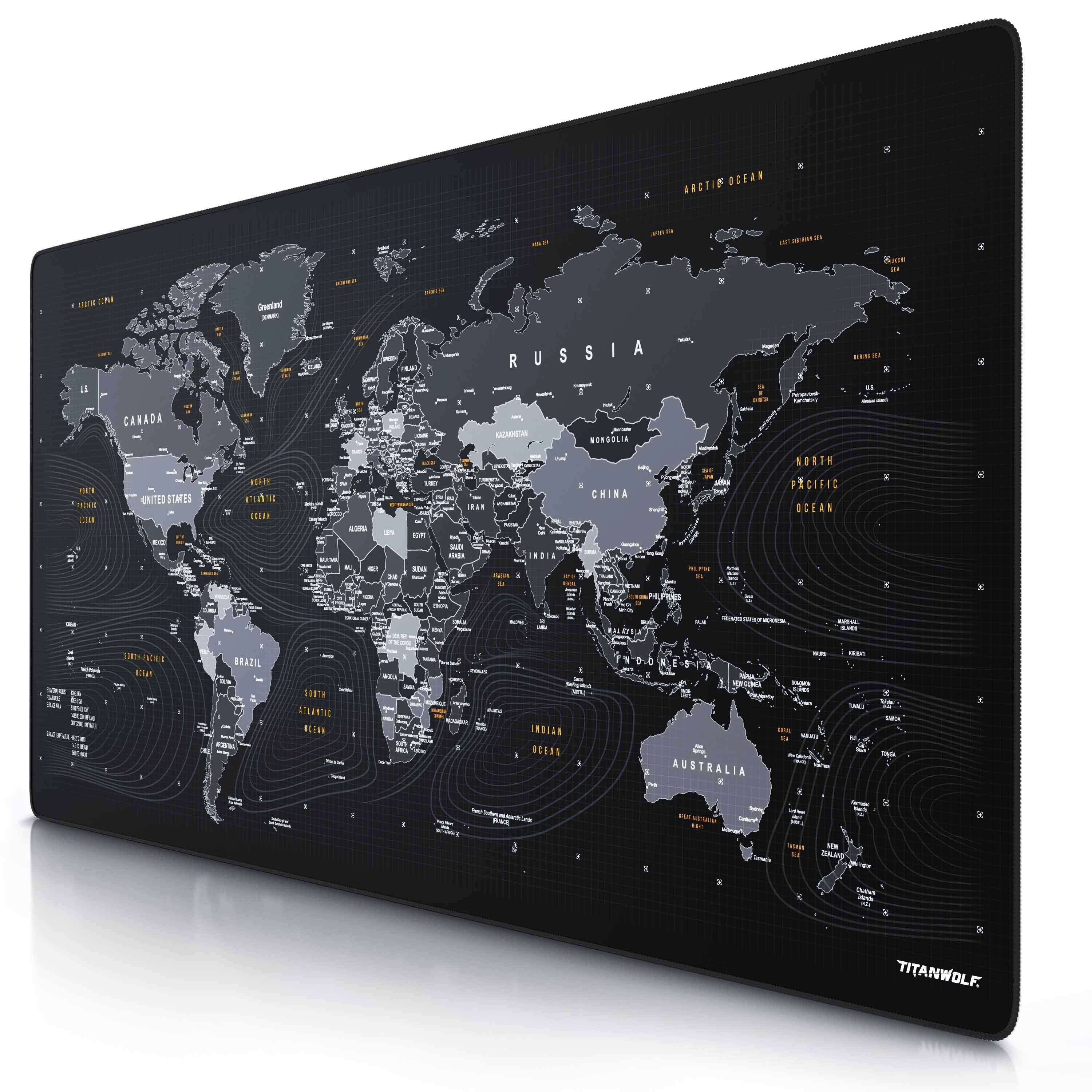Titanwolf Gaming Mauspad XXXL Speed Mousepad 1200 x 600 x 3 mm, große Tischunterlage (1-St), rutschfest, abwaschbar, Geschwindigkeit & Präzision, Wolf Global