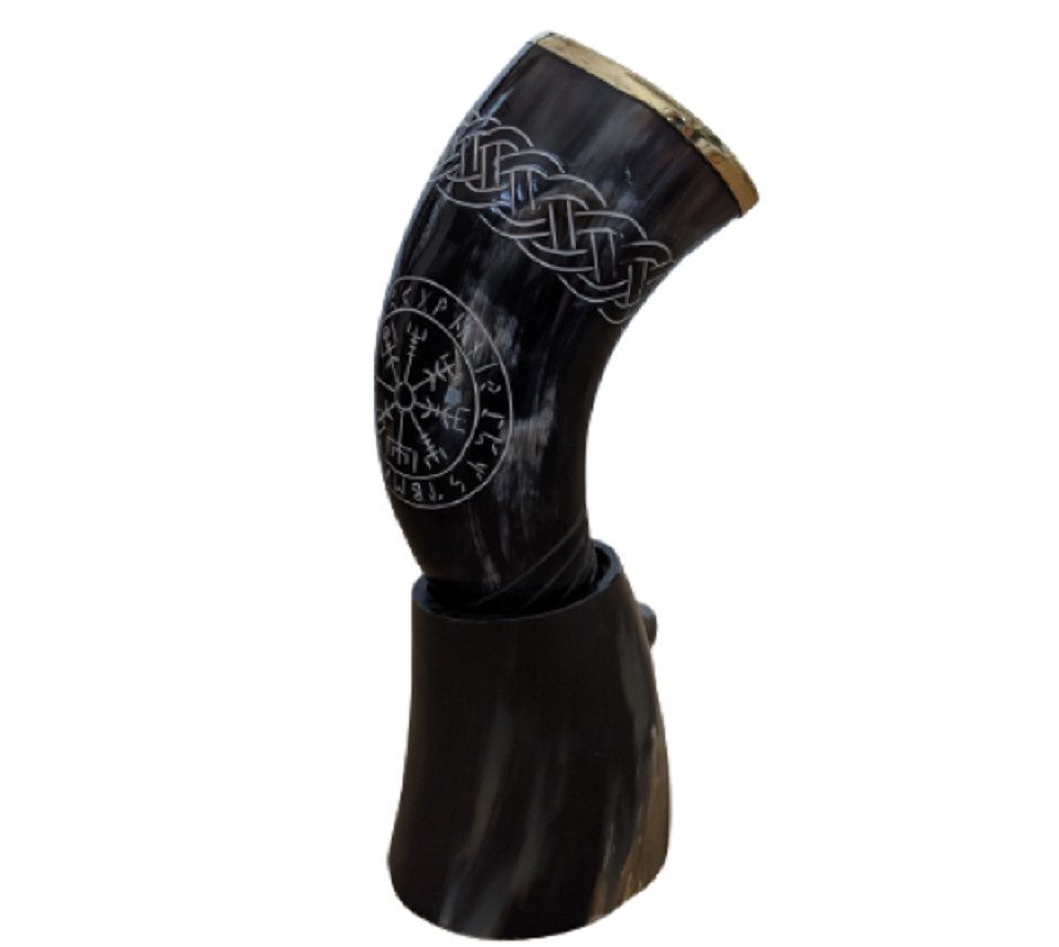 hornerey Bierkrug Trinkhorn "King's Horn" 0,5l inkl. Hornständer