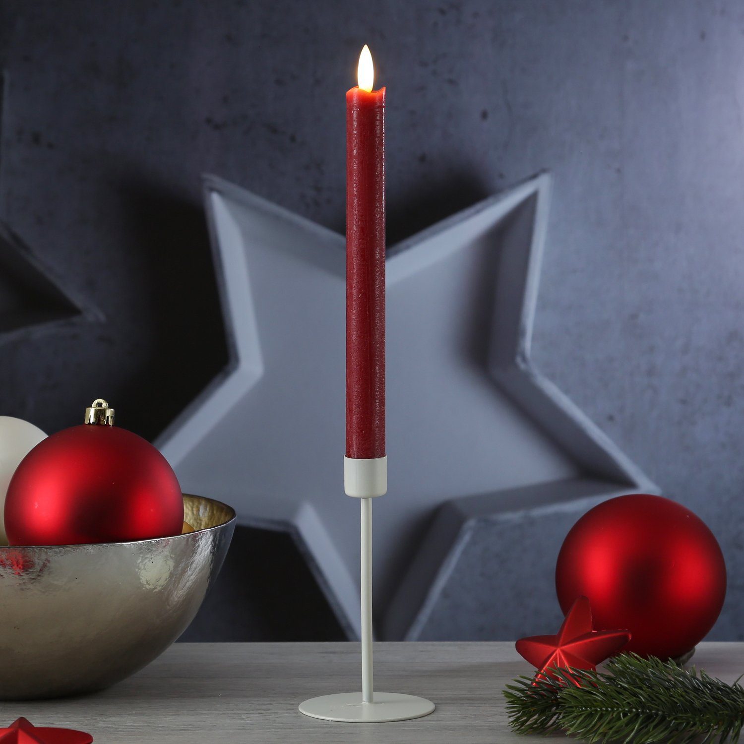 MARELIDA Kerzenhalter Tafelkerzenhalter (1 14cm weiß Kerzenständer St) Stabkerzenhalter H