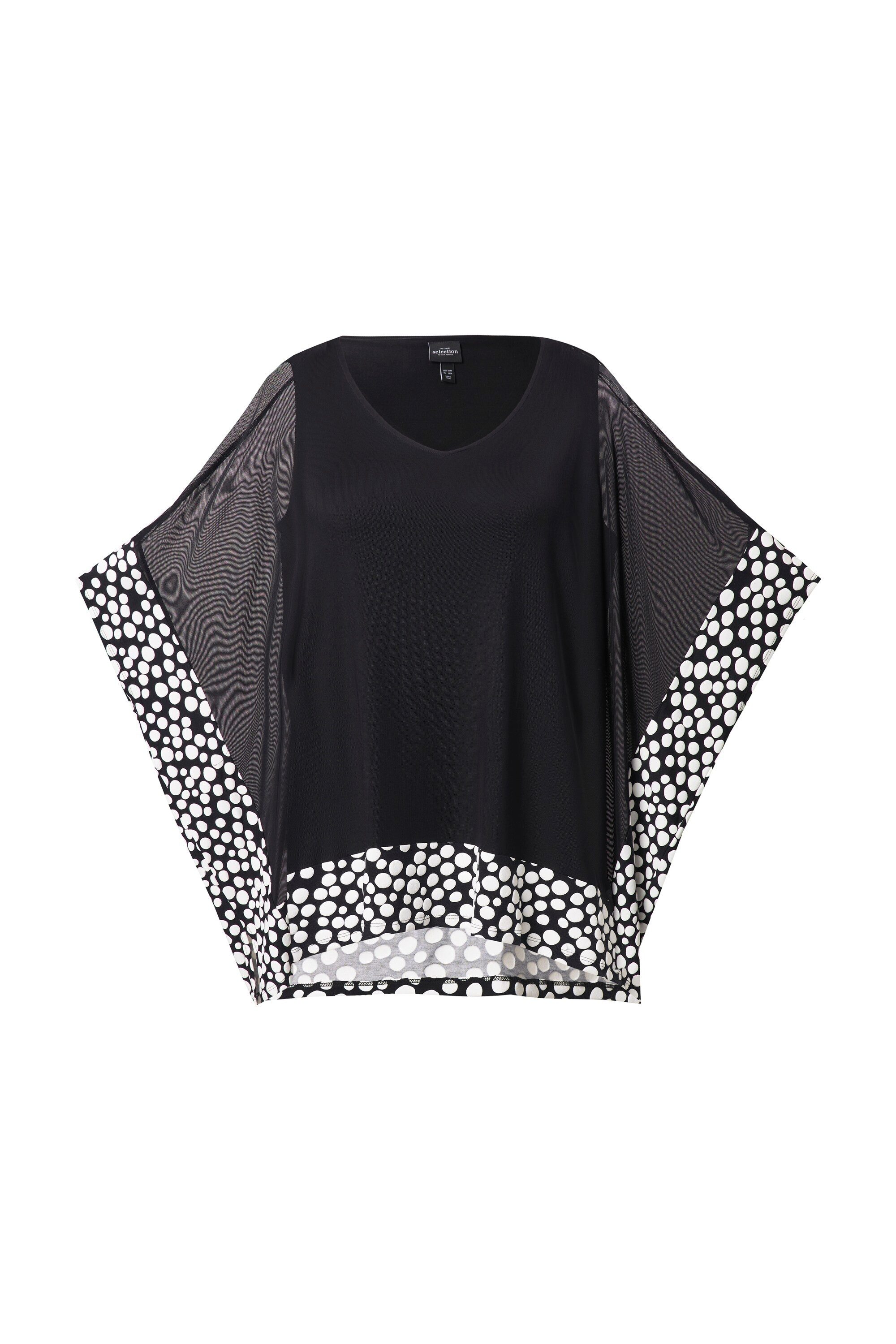 Ulla Popken Druckbluse Chiffon-Bluse Flockpunkte V-Ausschnitt 3/4-Arm günstig online kaufen