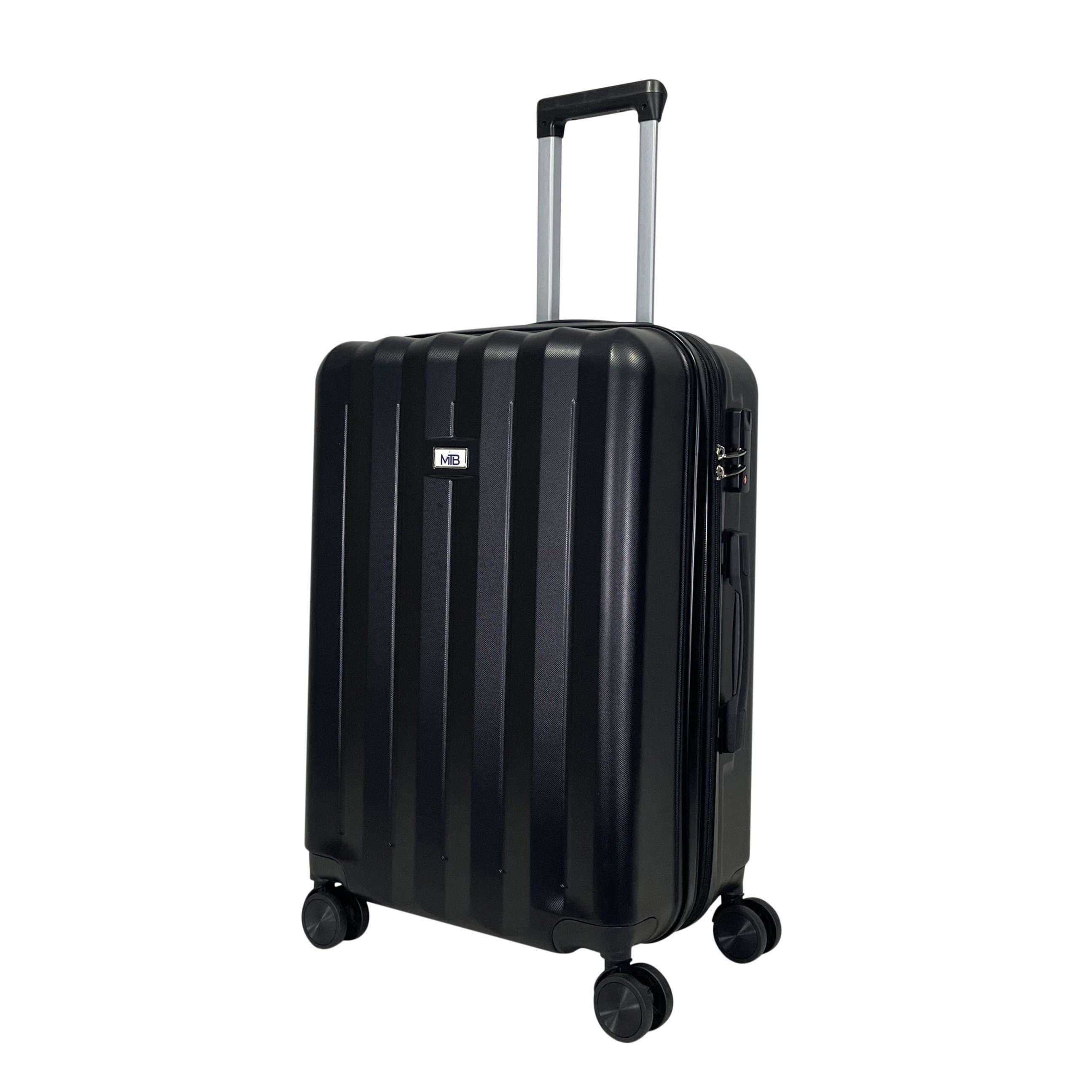 MTB Koffer Hartschalen ABS Reisekoffer erweiterbar (Handgepäck-Mittel-Groß-Set) Schwarz