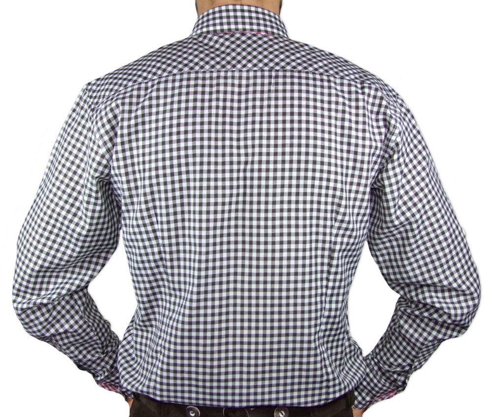 LEKRA Trachtenhemd Karo Trachtenhemd Leopold für Herren - Braun / Rot Gr. S günstig online kaufen