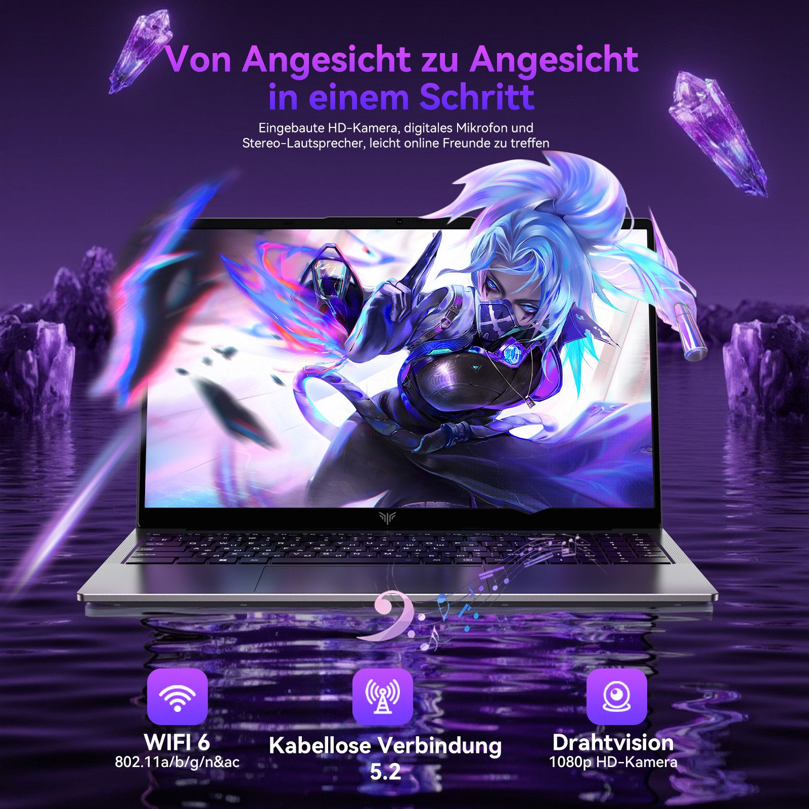 ACEMAGIC 15,6 Zoll Laptop AMD Ryzen 7, 16GB LPDDR4, 512GB SSD, Windows 11 Pro Notebook (39,6 cm/15.6 Zoll, AMD AMD Ryzen™ 7 7730U AMD Ryzen 7 7730U, AMD Radeon Graphics, 16 GB, 512 GB SSD, 8C / 16T, WiFi 6, RJ45, HDMI, 180° Drehung / Deutscher Tastaturfol