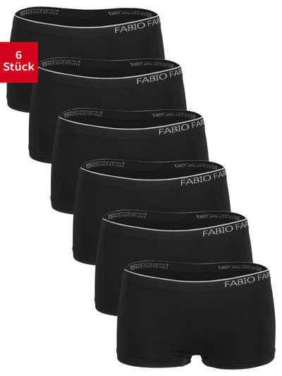 Fabio Farini Boxer Damen Unterhosen - Frauen nahtlose Boxershorts aus weicher Microfaser (Packung, 6-St) im sportlichen Look mit Logo an der Seite