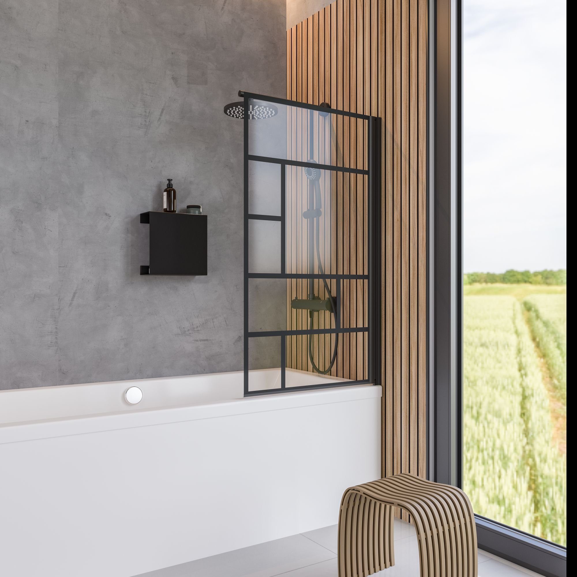 Schulte Badewannenfaltwand Black Style Atelier Dekor, günstig online kaufen