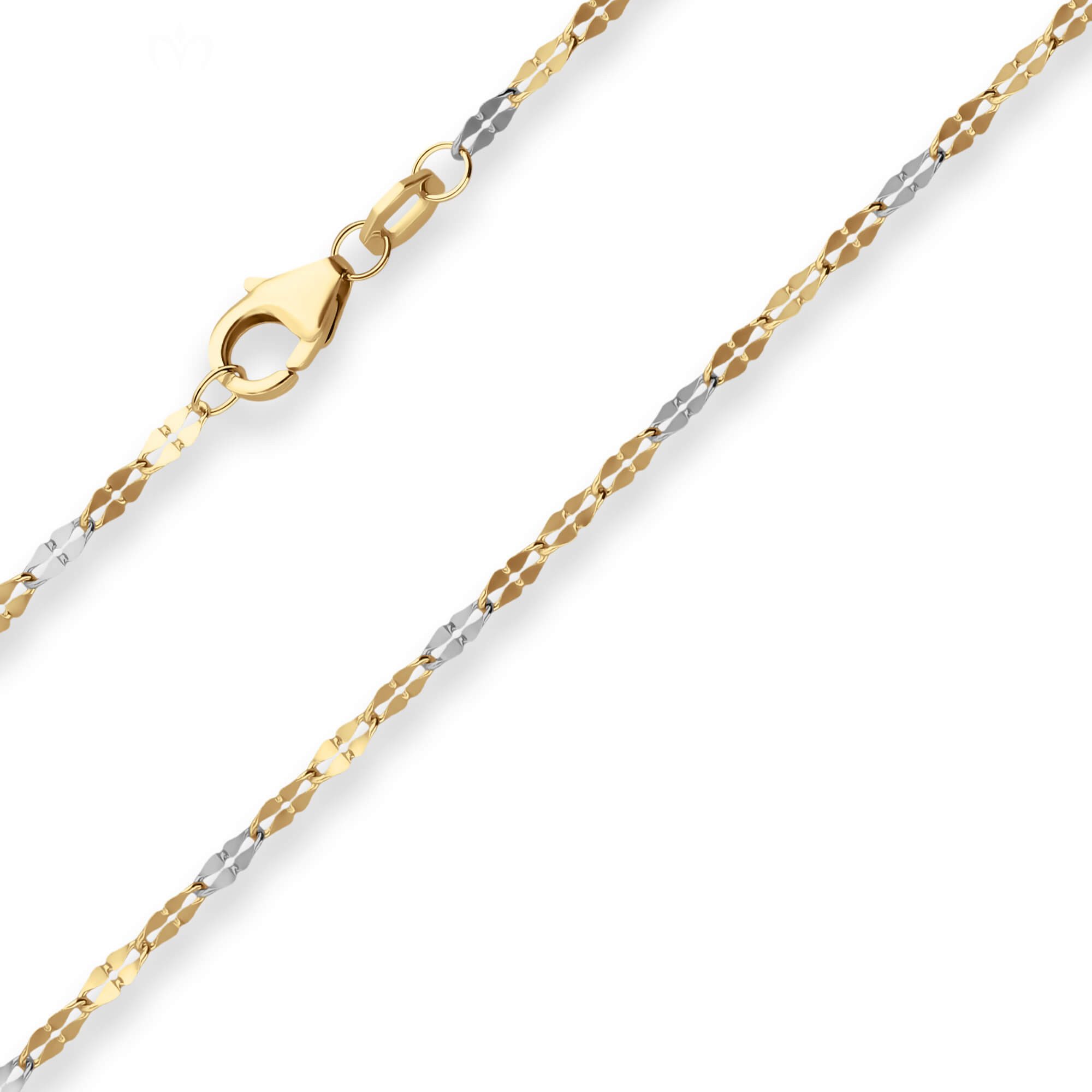 Goldarmband 2,2mm Armband Tigeraugenkette aus 375 Gold gelb/weiß 18cm