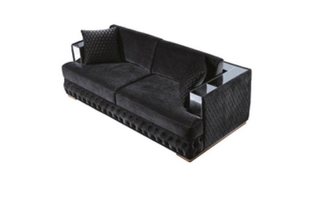 Sofas Made Couch JVmoebel in Europe Sofa, Sofa Chesterfield Schwarzer Schwarz Dreisitzer Textil