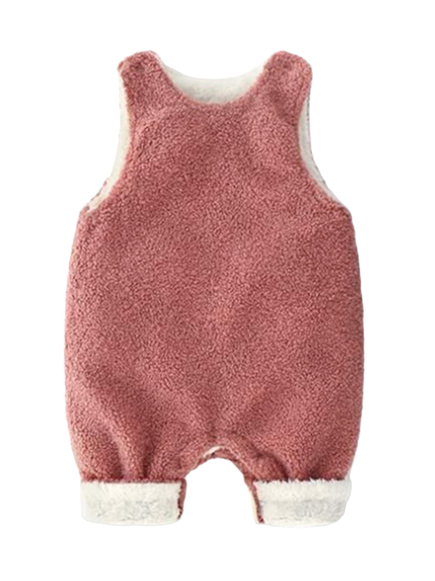 Lapastyle Plüschoverall Einteiliger Babys Overall Strampler für Kinder, Rosa Plüsch Bodysuit, einfarbiger Schnappverschluss süßer warmer (1-tlg) Einfacher