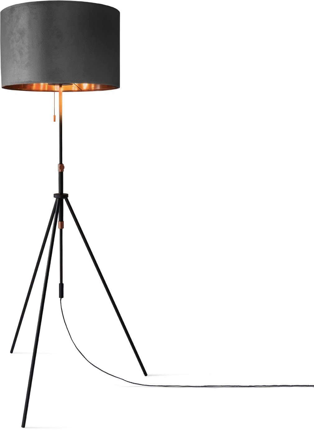 Paco Stehlampe Zugschalter Höhenverstellbar Naomi Velour 176,5 Color, cm Home 121,5 Leuchtmittel, ohne uni bis Wohnzimmer