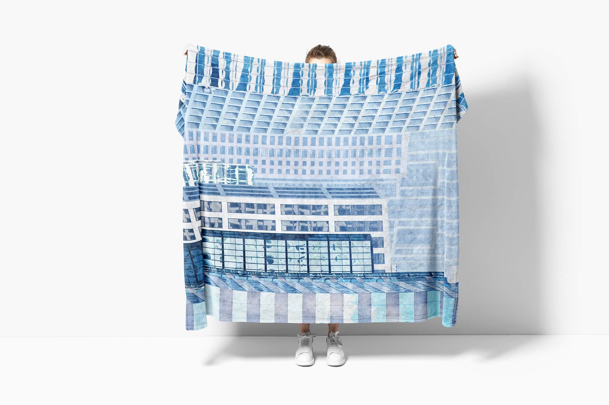 Kuscheldecke Handtücher mit Fotomotiv H, Sinus Blau Architektur Strandhandtuch Handtuch (1-St), Art Baumwolle-Polyester-Mix Saunatuch Handtuch
