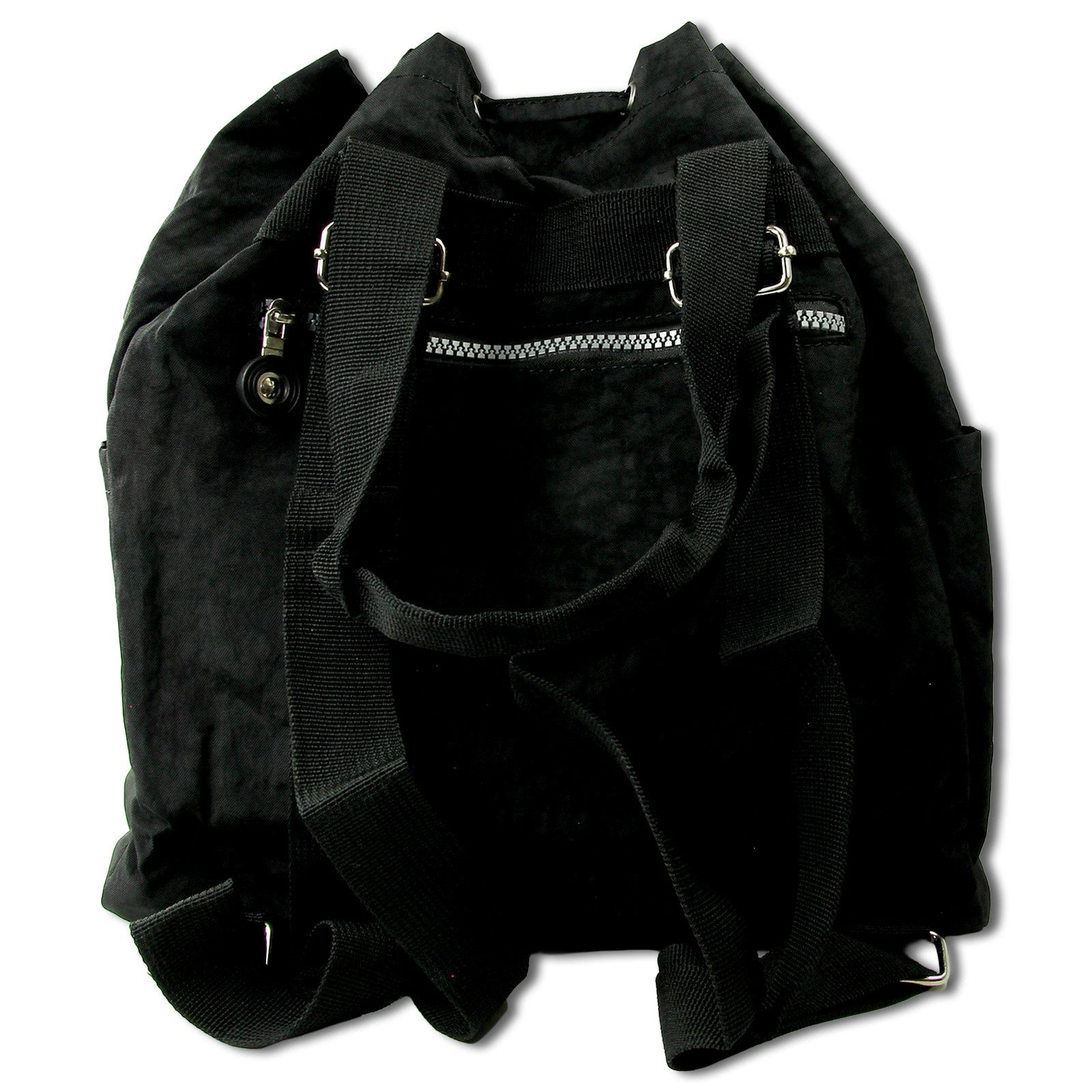 BAG STREET Cityrucksack Bag Street Rucksack Crinkle Nylon schwarz, Damen, Jugend Cityrucksack Freizeithandtasche Nylon, schwarz 33cm hoch