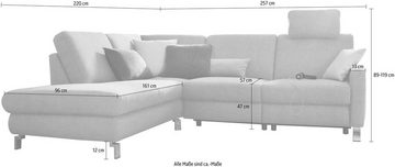 3C Candy Ecksofa Mainau L-Form, wahlweise mit elektrischer Relaxfunktion, Federkern