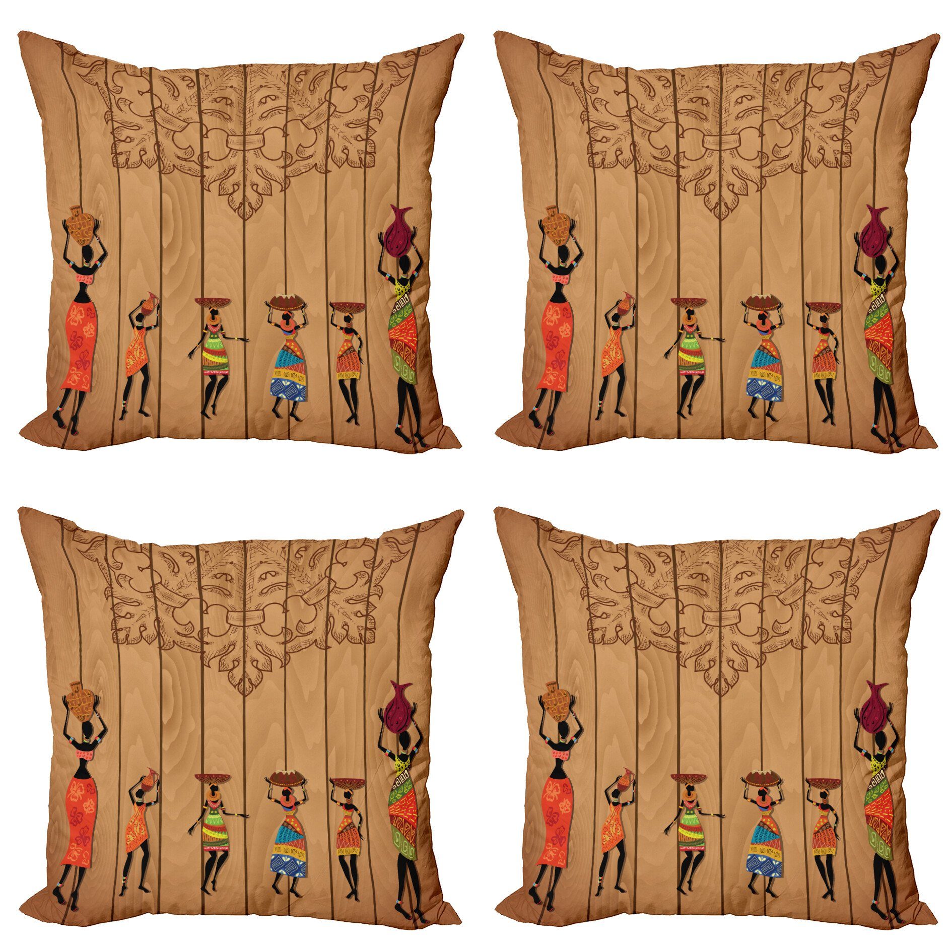 Kissenbezüge Modern Accent Doppelseitiger Digitaldruck, Abakuhaus (4 Stück), afrikanisch Aboriginal Mädchen-Kunst