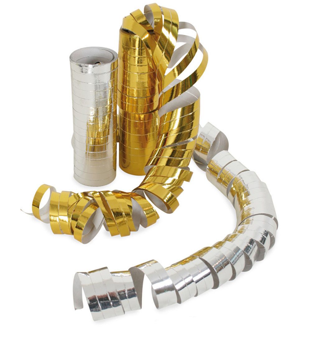 Fries Luftschlange 2 Rollen Luftschlangen Gold & Silber Weihnachten, Sylvester, Party