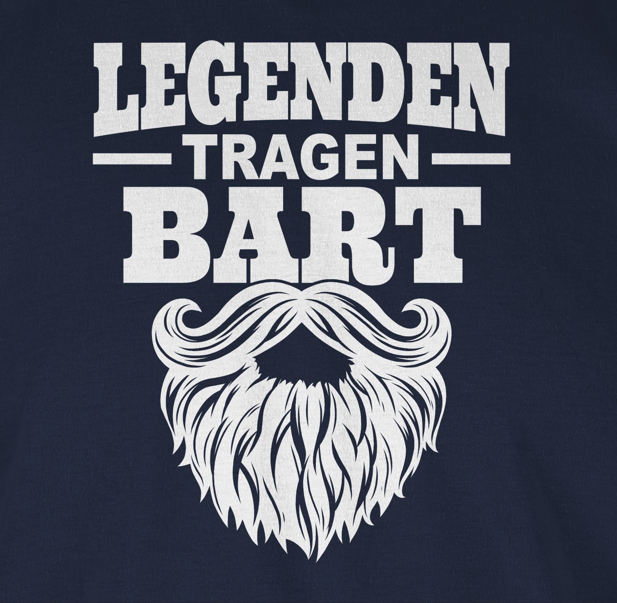 Legenden 03 Blau Spruch Bart Navy Statement weiß mit Shirtracer T-Shirt Sprüche tragen
