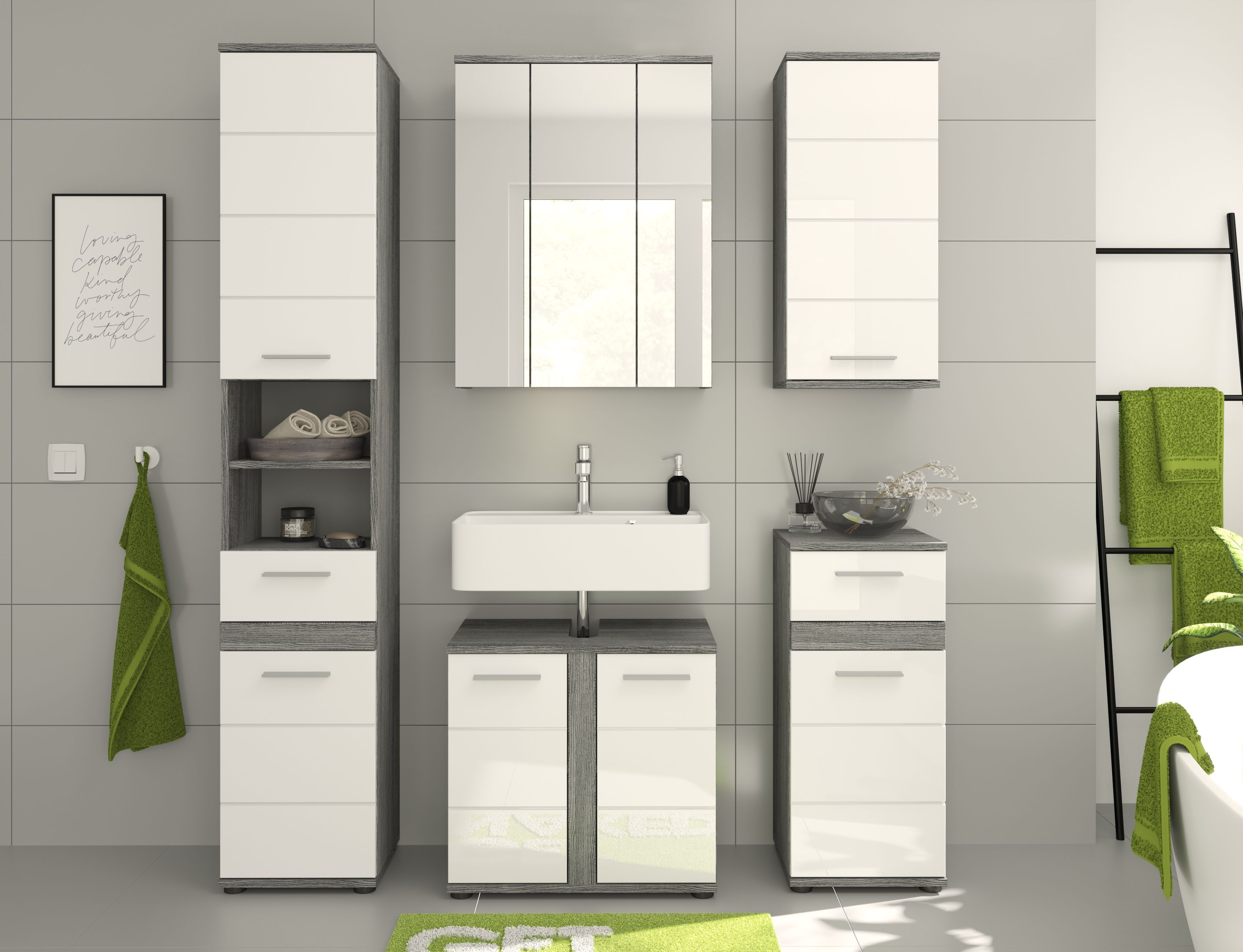 welltime Badmöbel-Set LUCCA, 5-teilig, TOPSELLER!, MDF Hochglanzfront, best günstig online kaufen