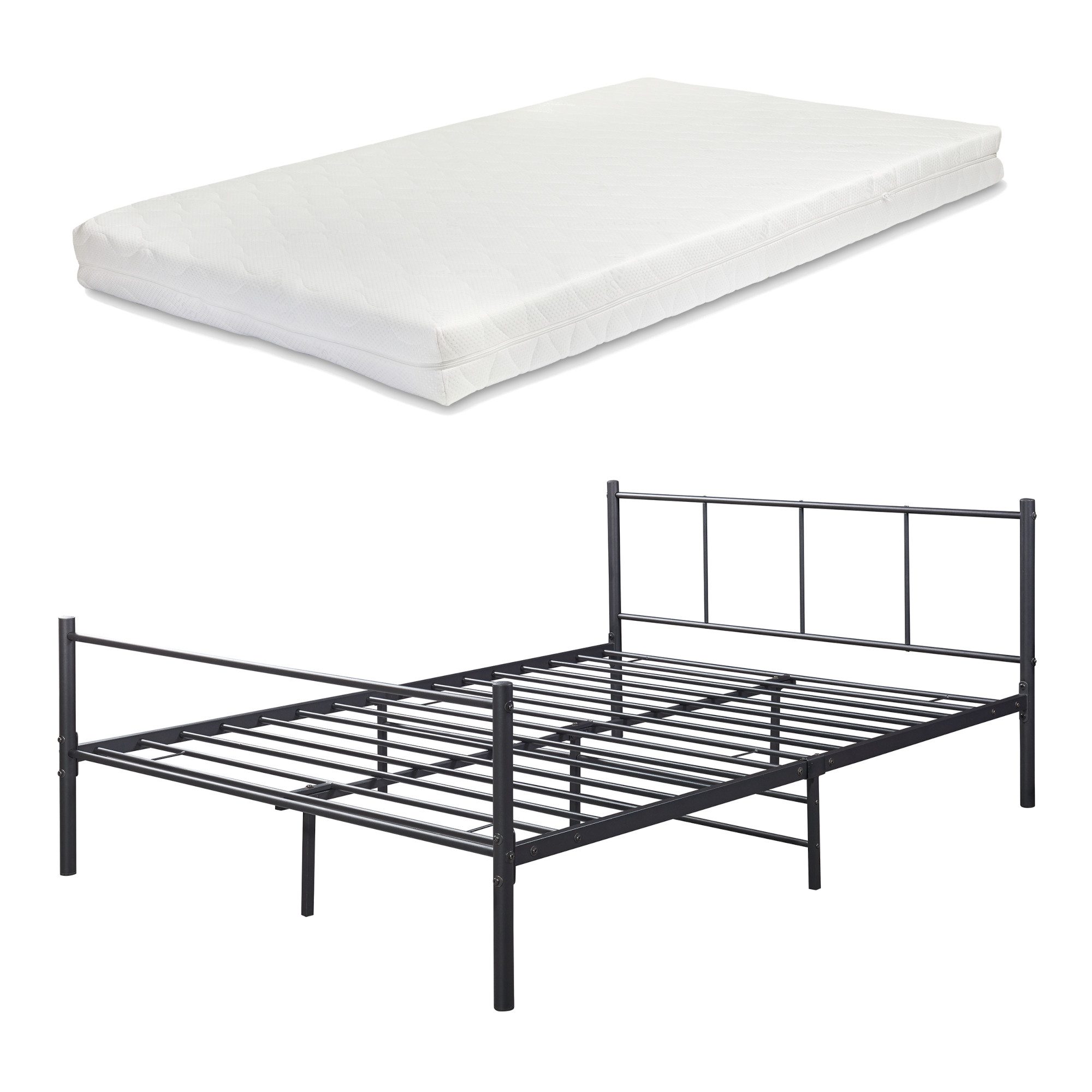 en.casa Metallbett, »Laos« 140x200 Schwarz mit günstig online kaufen