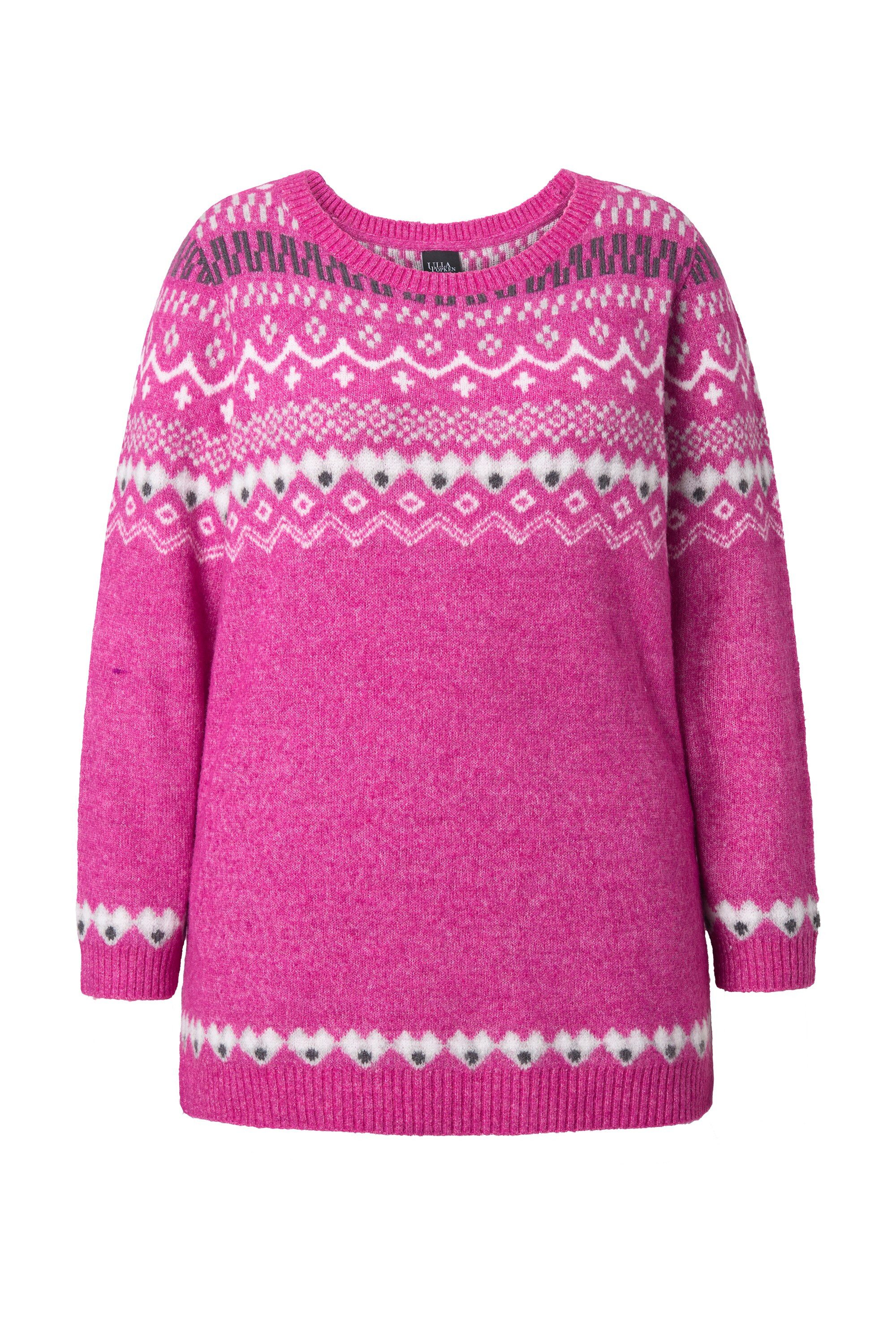 Ulla Popken Strickpullover Norweger-Pullover Rundhals Langarm weicher Stric günstig online kaufen