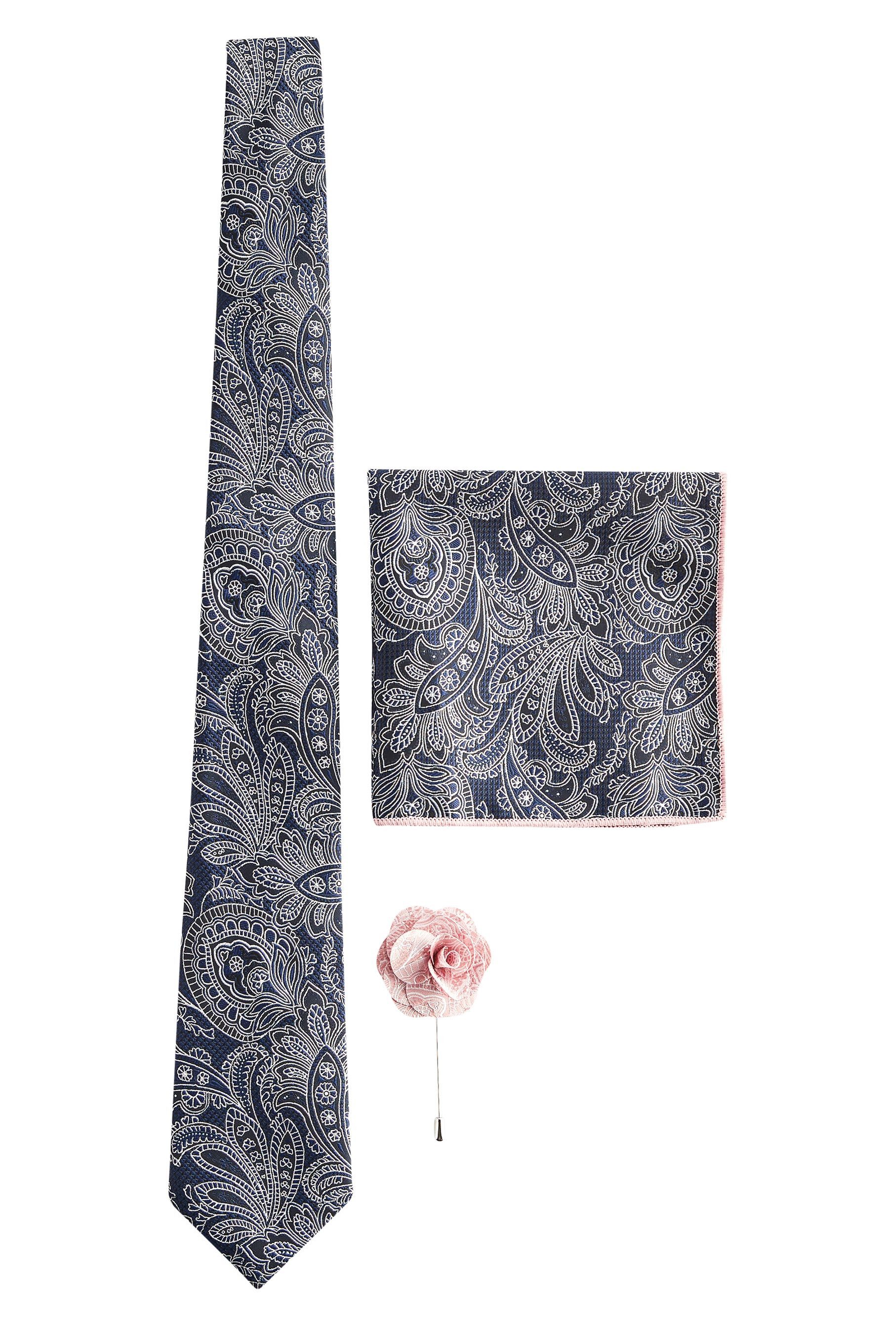 Next Krawatte Paisley-Krawatte, Einstecktuch und Krawattennadel günstig online kaufen