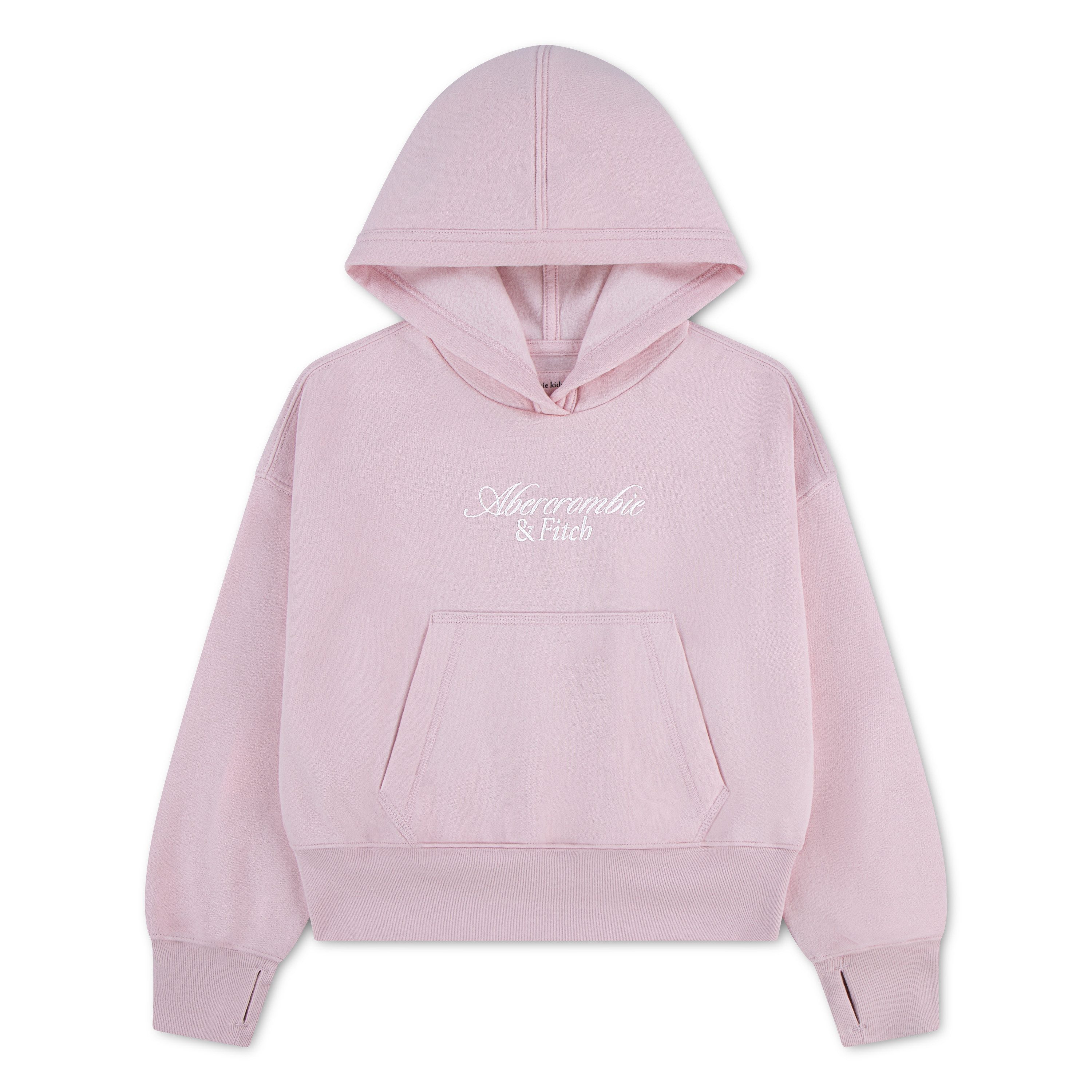 Abercrombie Kids Hoodie ESSENTIAL LOGO HOODIE mit farblich passender Logostickerei, extra kurz
