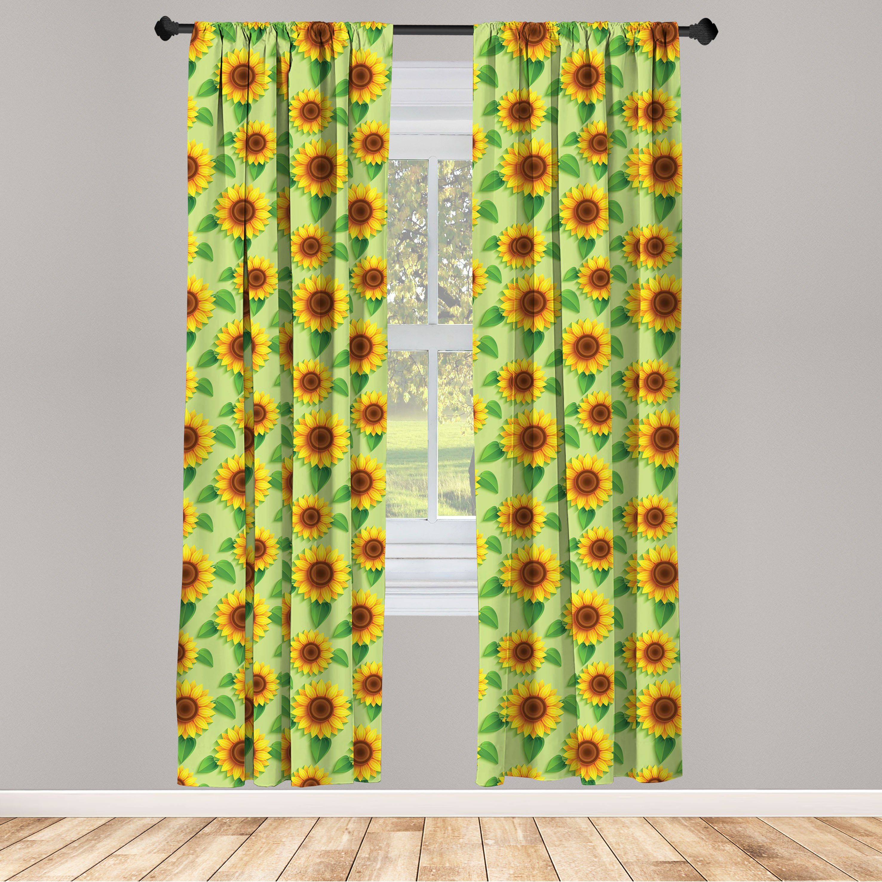 Abakuhaus, Dekor, Gardine für Sommer-Sonnenblumen-Kunst Microfaser, Vorhang Gelb Schlafzimmer Wohnzimmer Floral