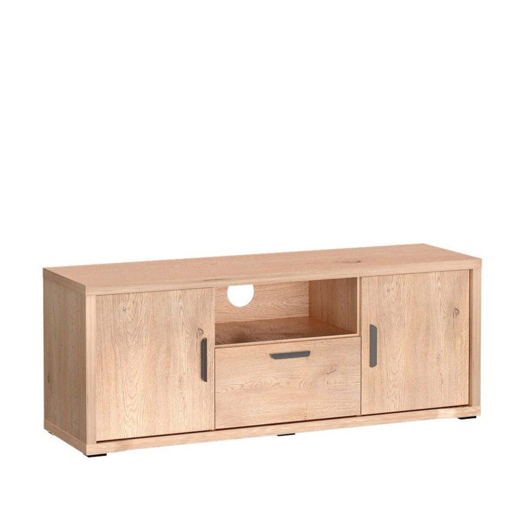 Masseno Lowboard BRESSO 139 cm TV-Schrank mit 1 Schubladen und 2 Türen Eichefarben