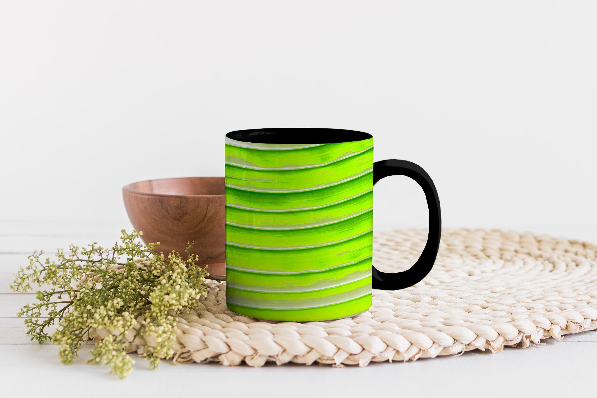 Farbwechsel, Struktur Zaubertasse, Blätter - - Keramik, Geschenk Natur, Kaffeetassen, Tasse MuchoWow Teetasse,